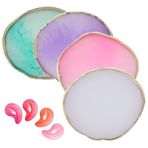 4er-Pack Nagelkunst-Palette, Harz-Poliermischplatte für Nagellack-Design – 4 Farben Mini-Farbpalette für Nägel