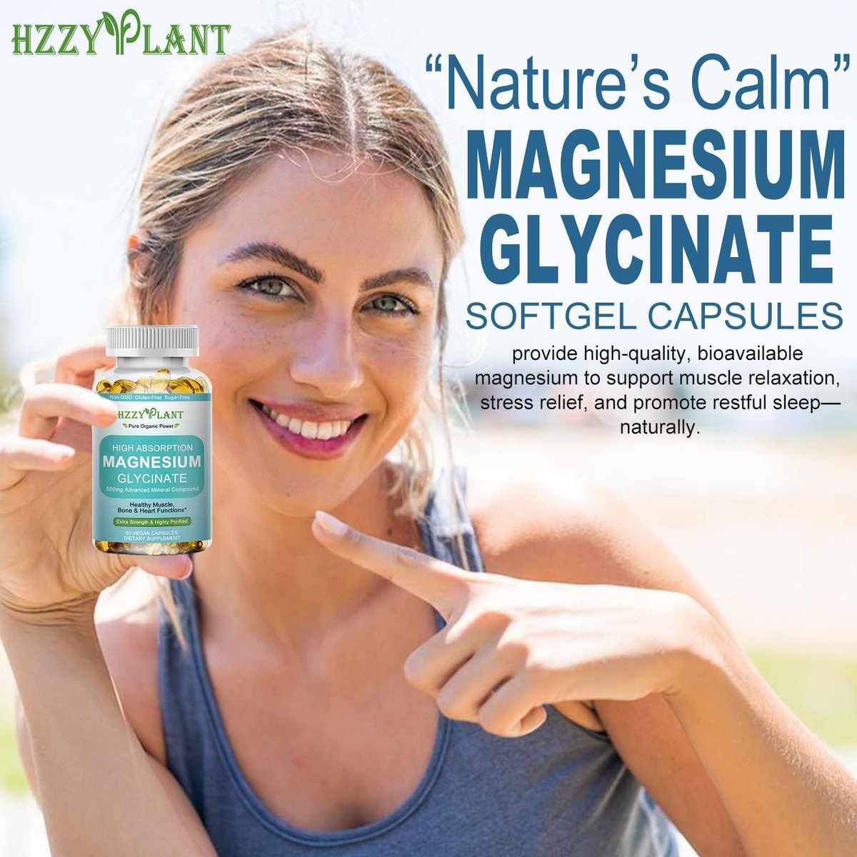 Magnesium Glycinat 500mg Weichkapseln – Hochabsorbierendes Magnesiumpräparat für Muskeln, Herz, Schlaf & Knochen, Stressabbau, Nervengesundheit & Stoffwechsel, Nicht-GVO, 2-Monatsvorrat