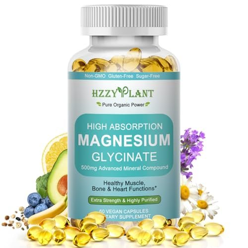 Magnesium Glycinat 500mg Weichkapseln – Hochabsorbierendes Magnesiumpräparat für Muskeln, Herz, Schlaf & Knochen, Stressabbau, Nervengesundheit & Stoffwechsel, Nicht-GVO, 2-Monatsvorrat