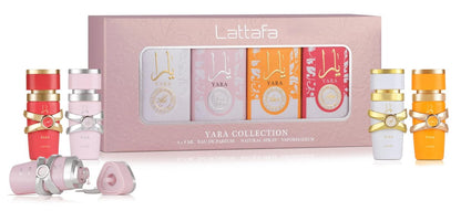 Lattafa Yara Kollektion – 4 × 5 ml Eau de Parfum Geschenkset für Damen (Yara + Yara Moi + Yara Tous + Yara Candy)