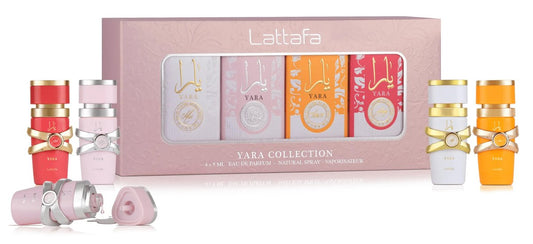 Lattafa Yara Kollektion – 4 × 5 ml Eau de Parfum Geschenkset für Damen (Yara + Yara Moi + Yara Tous + Yara Candy)