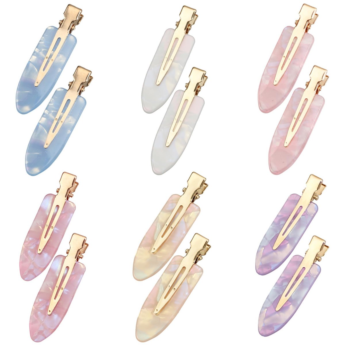 12er Pack Keine Falten Haarklammern Bunte No-Bend Haarspangen Flache Duckbill Klammern Faltenfreie Haarklammern Alligator Haarspangen Make-up Haarspangen Friseur Zubehör für Frauen Mädchen