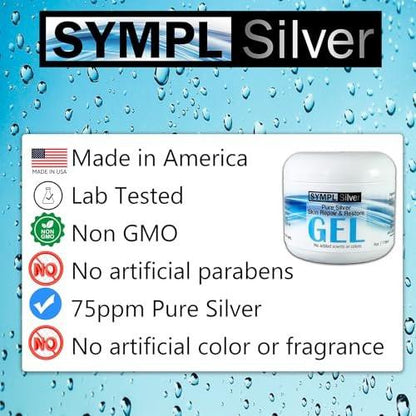 Sympl Silver Pure Silver Hautreparatur- und Restore-Gel - 4oz - Ungiftig - 75ppm (Kolloidales Silber Gel)