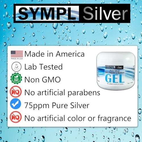 Sympl Silver Pure Silver Hautreparatur- und Restore-Gel - 4oz - Ungiftig - 75ppm (Kolloidales Silber Gel)