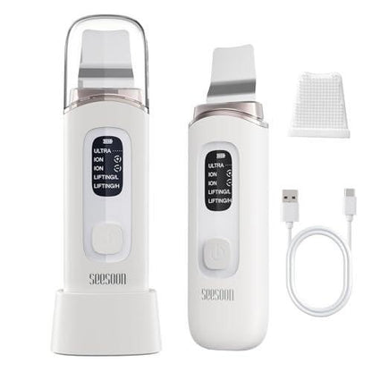 SEESOON Gesichtsreinigungsbürste Peeling, Skin Scrubber Gesichtsspatel, 4 Modi Mitesserentferner für die Tiefenreinigung mit LCD-Display, IPX7 wasserdicht - Weiß