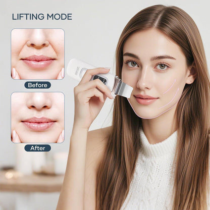 SEESOON Gesichtsreinigungsbürste Peeling, Skin Scrubber Gesichtsspatel, 4 Modi Mitesserentferner für die Tiefenreinigung mit LCD-Display, IPX7 wasserdicht - Weiß