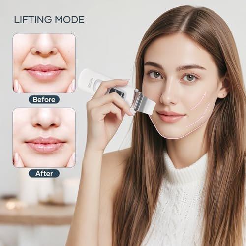 SEESOON Gesichtsreinigungsbürste Peeling, Skin Scrubber Gesichtsspatel, 4 Modi Mitesserentferner für die Tiefenreinigung mit LCD-Display, IPX7 wasserdicht - Weiß