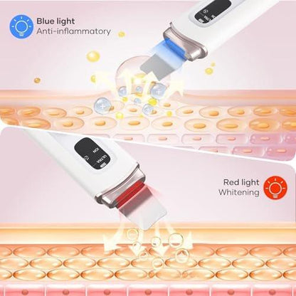 SEESOON Gesichtsreinigungsbürste Peeling, Skin Scrubber Gesichtsspatel, 4 Modi Mitesserentferner für die Tiefenreinigung mit LCD-Display, IPX7 wasserdicht - Weiß