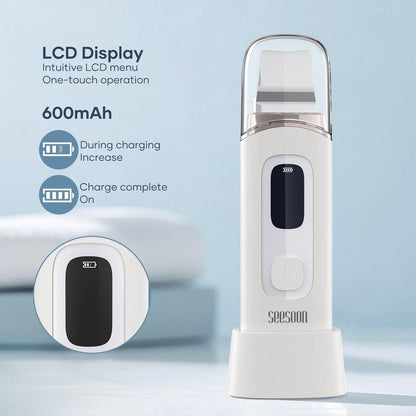 SEESOON Gesichtsreinigungsbürste Peeling, Skin Scrubber Gesichtsspatel, 4 Modi Mitesserentferner für die Tiefenreinigung mit LCD-Display, IPX7 wasserdicht - Weiß