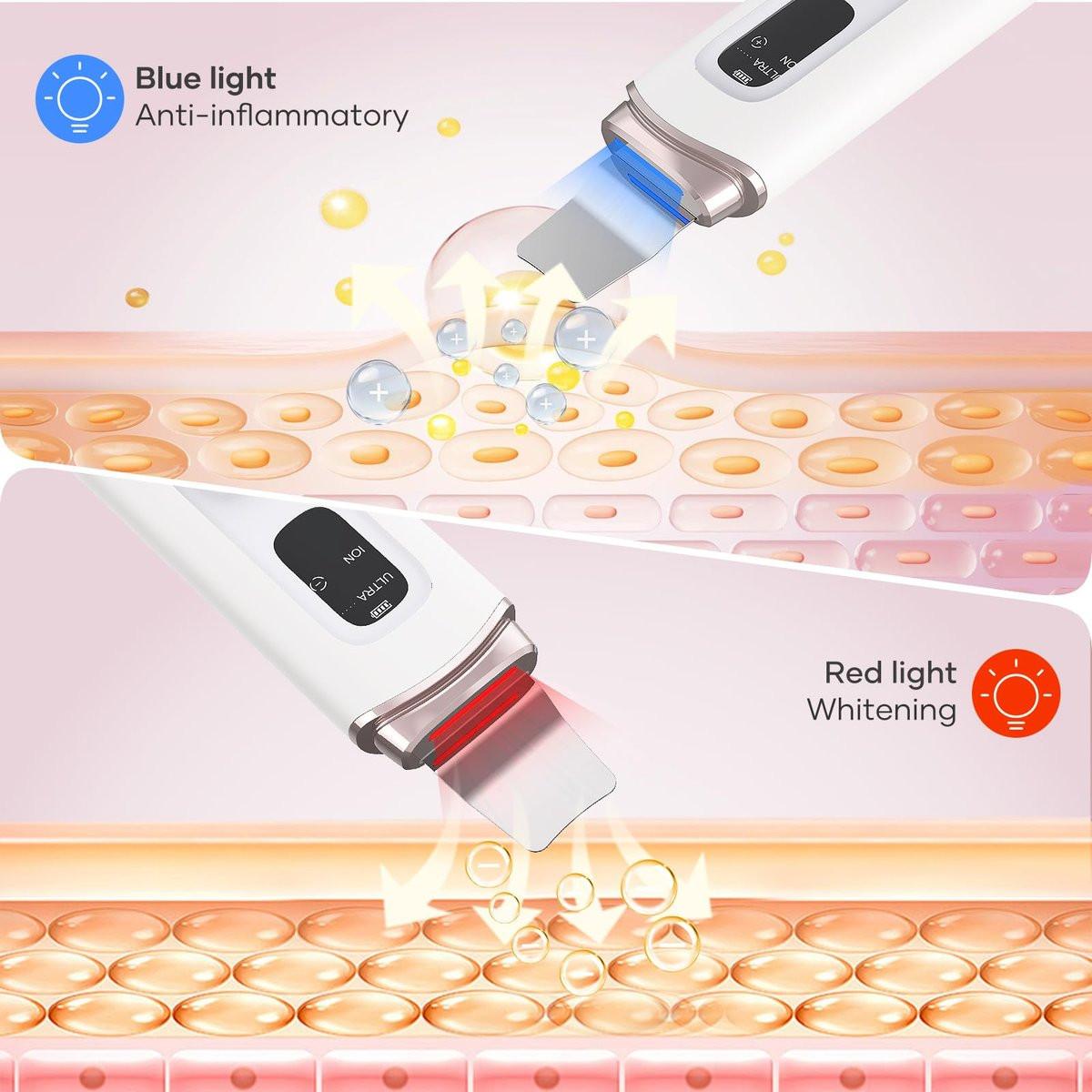 SEESOON Gesichtsreinigungsbürste Peeling, Skin Scrubber Gesichtsspatel, 4 Modi Mitesserentferner für die Tiefenreinigung mit LCD-Display, IPX7 wasserdicht - Weiß