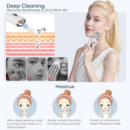SEESOON Gesichtsreinigungsbürste Peeling, Skin Scrubber Gesichtsspatel, 4 Modi Mitesserentferner für die Tiefenreinigung mit LCD-Display, IPX7 wasserdicht - Weiß
