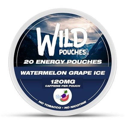 Wild 120mg Koffein-Pouches Nikotinfrei Wassermelone Traube Eis – 20 Energy Pouches – Koffein-Pouch