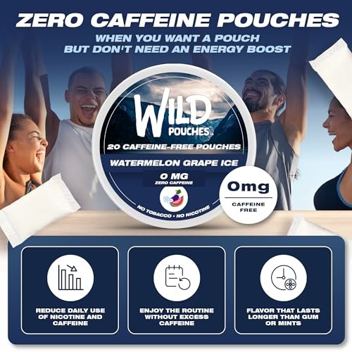 Wild 0mg Nikotinfreie Beutel ohne Koffein Wassermelone Traube Eis – 20 koffeinfreie Beutel