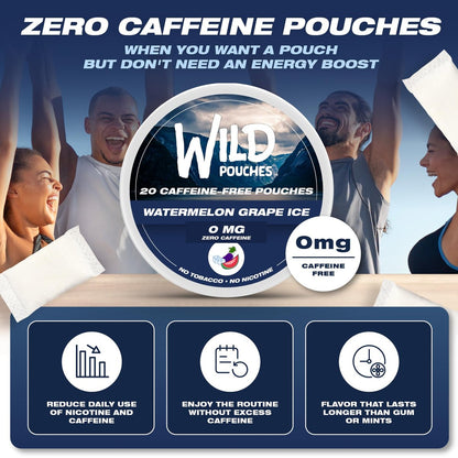 Wild 0mg Nikotinfreie Beutel ohne Koffein Wassermelone Traube Eis – 20 koffeinfreie Beutel
