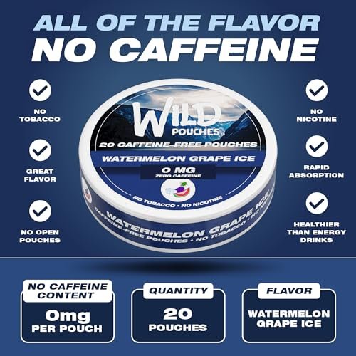 Wild 0mg Nikotinfreie Beutel ohne Koffein Wassermelone Traube Eis – 20 koffeinfreie Beutel