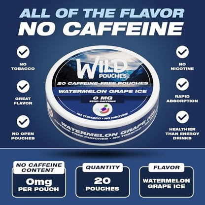 Wild 0mg Nikotinfreie Beutel ohne Koffein Wassermelone Traube Eis – 20 koffeinfreie Beutel