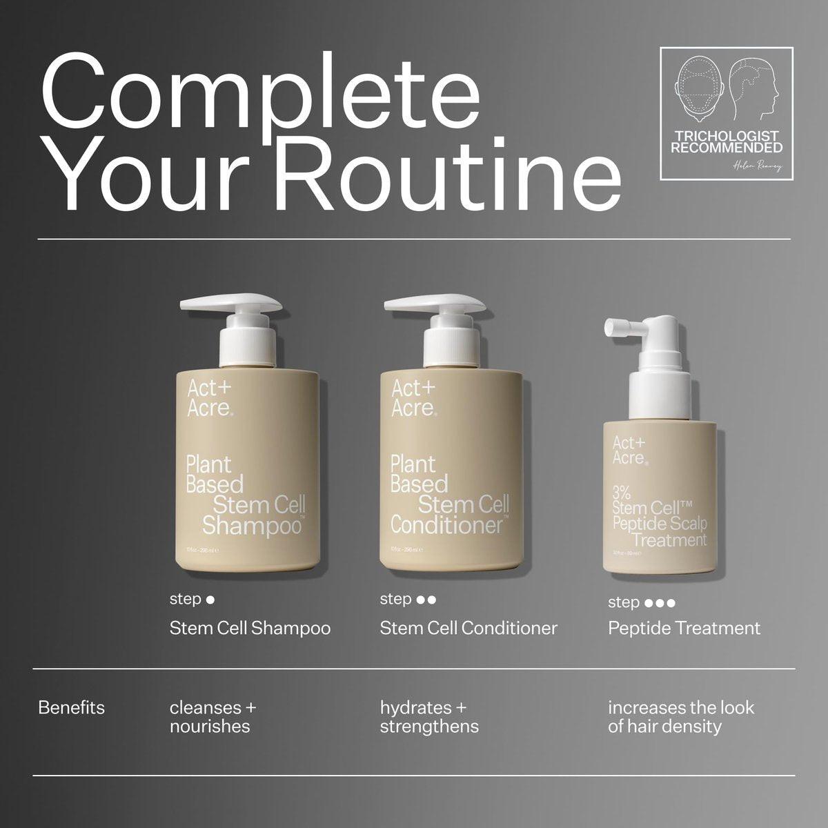 Act+Acre Stammzellen-Conditioner | Stärkt Spitzen, verleiht Glanz, hydratisiert feines Haar | Apfelstammzellen, Rizinusöl, Antioxidantien | Leicht, vegan, Cold Processed®, farbsicher | 295 ml