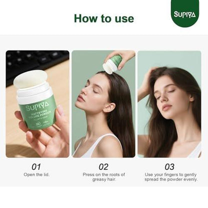 SUPIYA Trockenshampoo-Puder – Mattierendes Volumenprodukt für Männer & Frauen, absorbiert sofort überschüssiges Öl und verleiht Volumen, nicht klebend und einfach anzuwenden (Puder)