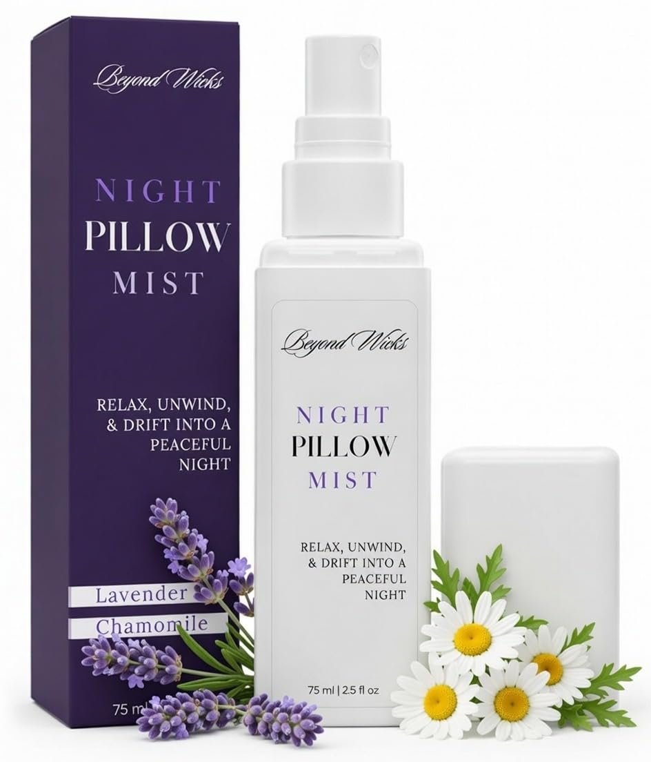 Kissenspray – Lavendel Kamille Schlafspray mit ätherischen Ölen – Entspannender Aromatherapie-Nebel für Kissen, Bettwäsche und Textilien – Nachtkissennebel – 75 ml (2,5 fl oz) von Beyond Wicks