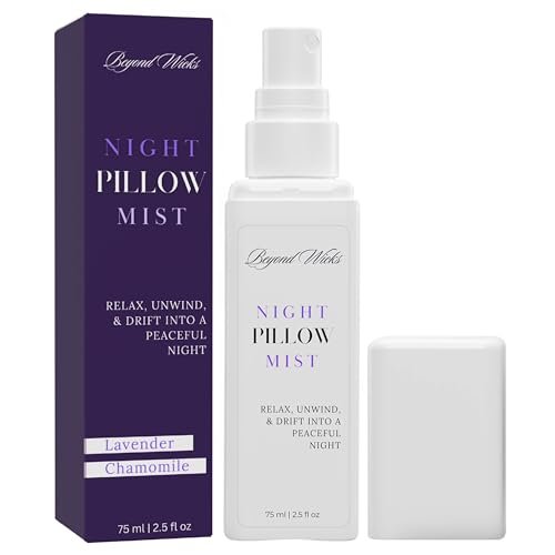 Kissenspray – Lavendel Kamille Schlafspray mit ätherischen Ölen – Entspannender Aromatherapie-Nebel für Kissen, Bettwäsche und Textilien – Nachtkissennebel – 75 ml (2,5 fl oz) von Beyond Wicks