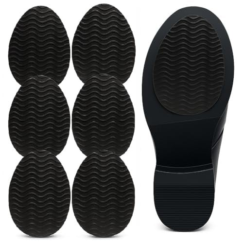 Rutschfeste Schuhpads – 3" × 4,3" Anti-Rutsch-Sohlenschutz für Lederschuhe & Ledersohlen – Selbstklebende Griffflächen (Schwarz, 3 Paare)