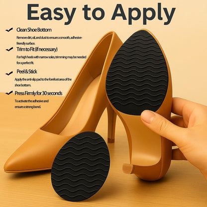 Rutschfeste Schuhpads – 3" × 4,3" Anti-Rutsch-Sohlenschutz für Lederschuhe & Ledersohlen – Selbstklebende Griffflächen (Schwarz, 3 Paare)