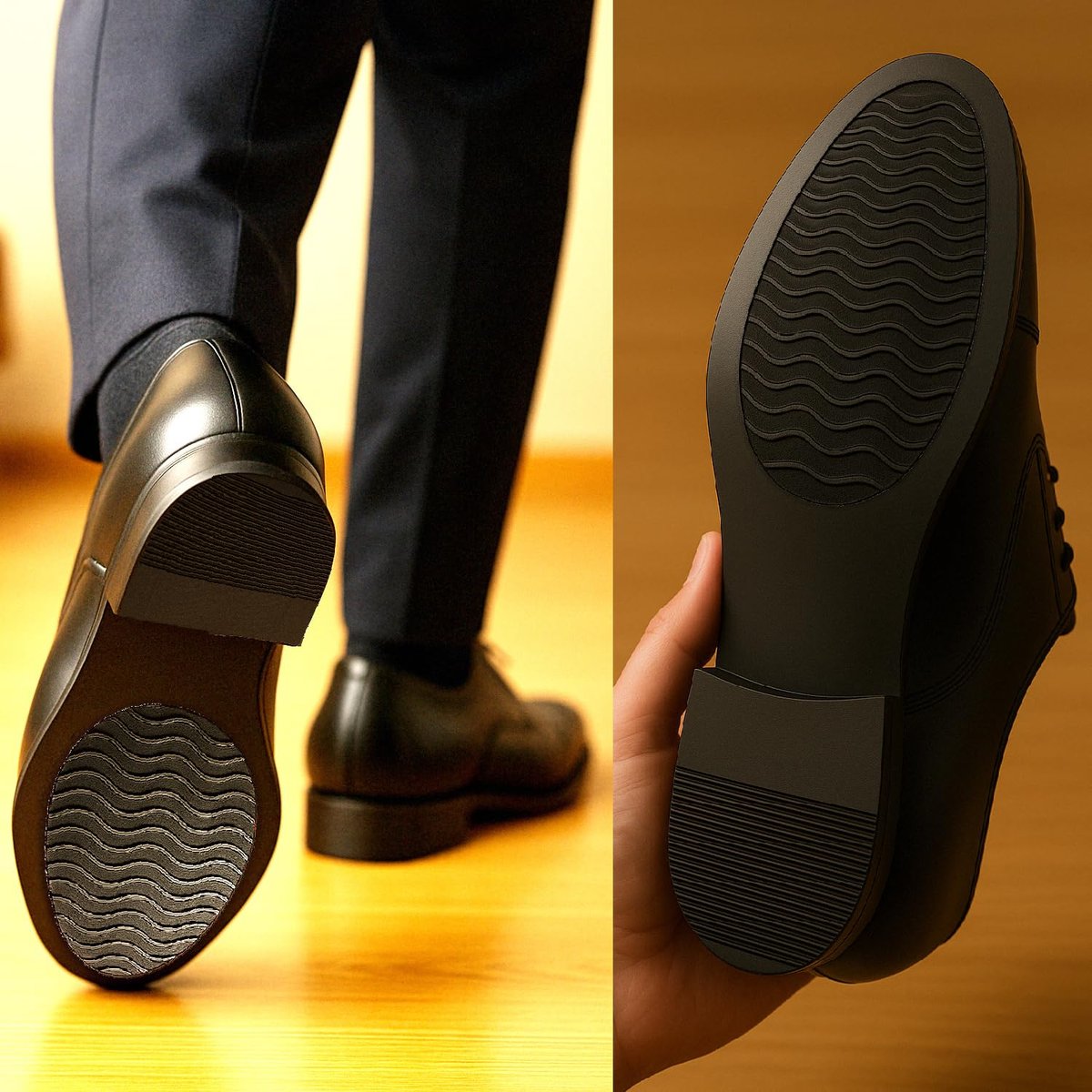 Rutschfeste Schuhpads – 3" × 4,3" Anti-Rutsch-Sohlenschutz für Lederschuhe & Ledersohlen – Selbstklebende Griffflächen (Schwarz, 3 Paare)