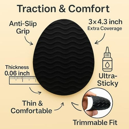 Rutschfeste Schuhpads – 3" × 4,3" Anti-Rutsch-Sohlenschutz für Lederschuhe & Ledersohlen – Selbstklebende Griffflächen (Schwarz, 3 Paare)