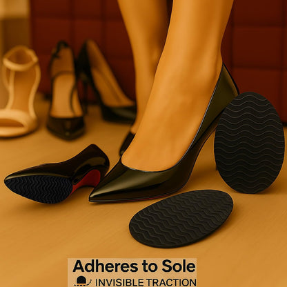 Rutschfeste Schuhpads – 3" × 4,3" Anti-Rutsch-Sohlenschutz für Lederschuhe & Ledersohlen – Selbstklebende Griffflächen (Schwarz, 3 Paare)