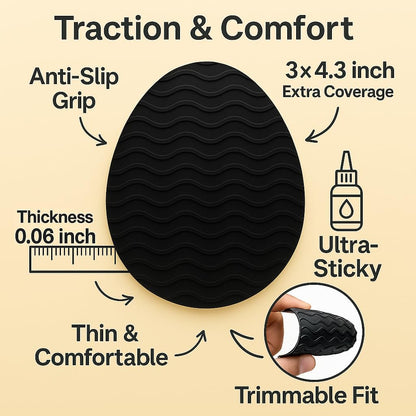 Rutschfeste Schuhpads – 3" × 4,3" Anti-Rutsch-Sohlenschutz für Lederschuhe & Ledersohlen – Selbstklebende Griffflächen (Schwarz, 3 Paare)