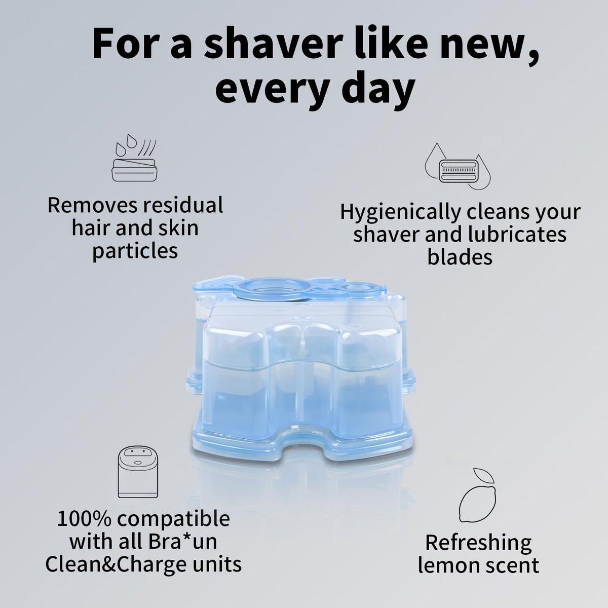 Clean & Renew Nachfüllkartuschen CCR Kompatibel mit Braun Rasierer Reiniger Lösung für Clean&Charge Reinigungssystem (8er-Pack)