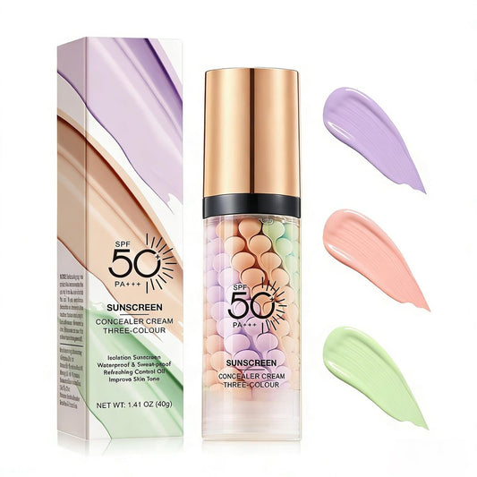 3-in-1 Primer für das Gesicht vor dem Make-up, SPF 50 PA+++, Sonnenschutz-Isolationscreme, One-Step-Farbkorrektur-Primer, verschmilzt mit dem Hautbild, ölkontrollierend & feuchtigkeitsspendend, Hauttonkorrektur, strahlende Haut