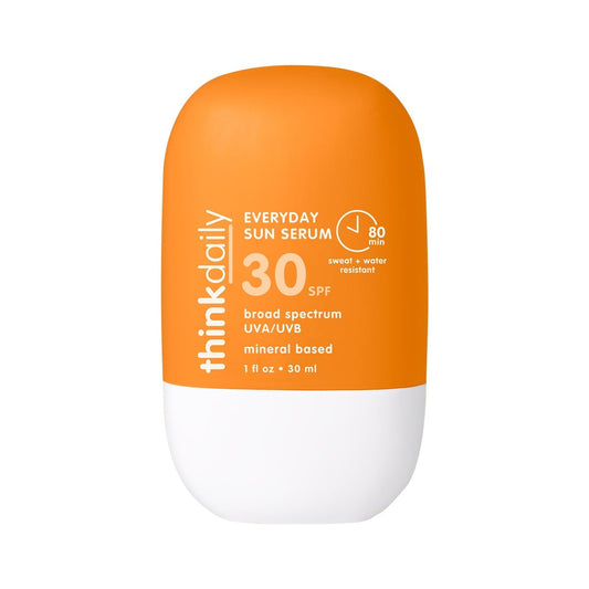 Thinkdaily SPF 30 Sonnenschutz für das Gesicht, Tägliches Sonnenserum, 30 ml – Zinkoxid Mineralischer Sonnenschutz, UVA/UVB-Schutz, Feuchtigkeitsspendendes Jojobaöl, Vitamin E & Aloe Vera, Nicht klebrig, Reisegröße