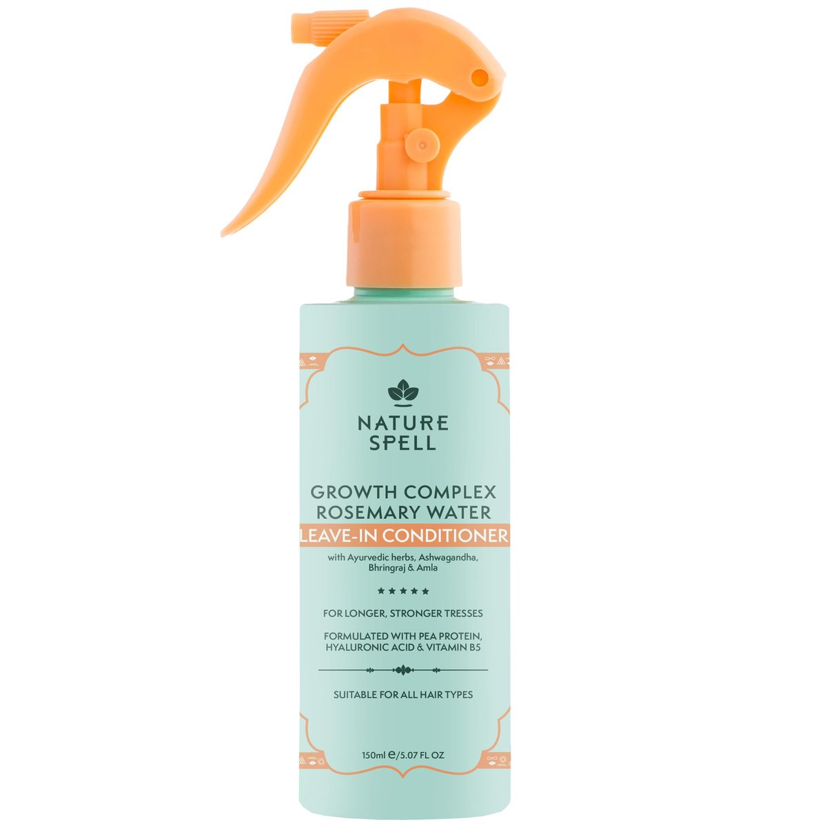Nature Spell Rosmarin Wasser Leave-In Conditioner – Fördert Haarwachstum, Hitzeschutzspray, entwirrt, glättet & verleiht Glanz – für alle Haartypen – 150 ml