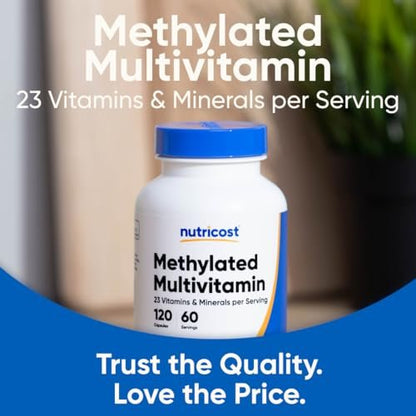 Nutricost Methylierte Multivitamin Kapseln – 120 Kapseln, 60 Portionen, 23 Vitamine & Mineralien pro Portion