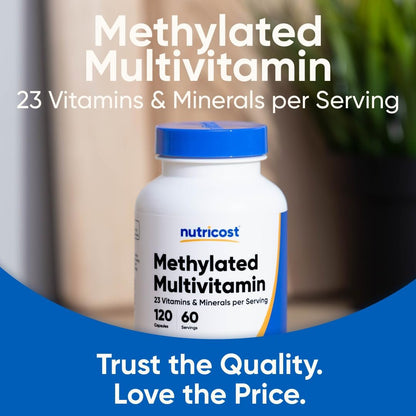 Nutricost Methylierte Multivitamin Kapseln – 120 Kapseln, 60 Portionen, 23 Vitamine & Mineralien pro Portion
