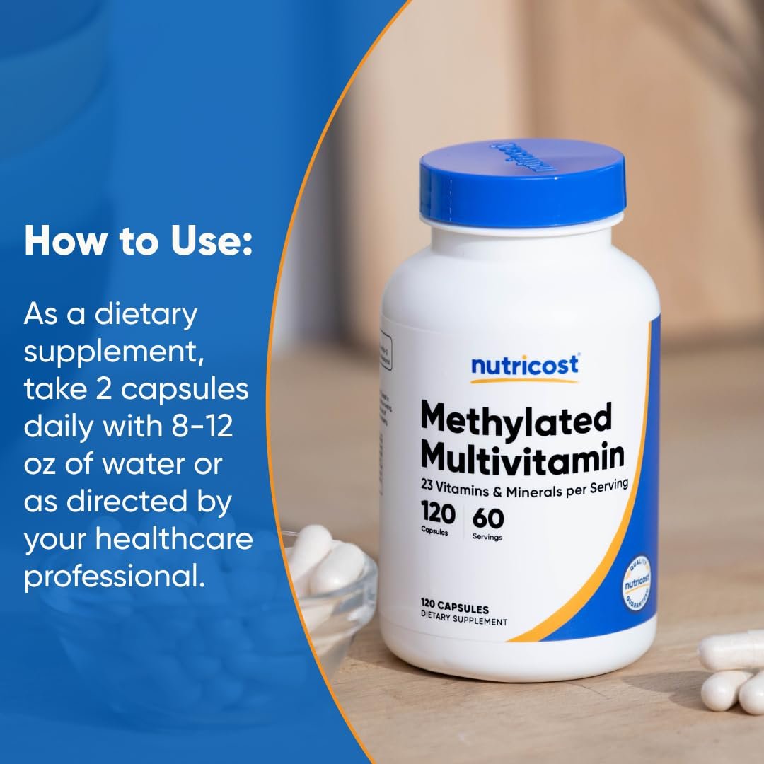 Nutricost Methylierte Multivitamin Kapseln – 120 Kapseln, 60 Portionen, 23 Vitamine & Mineralien pro Portion