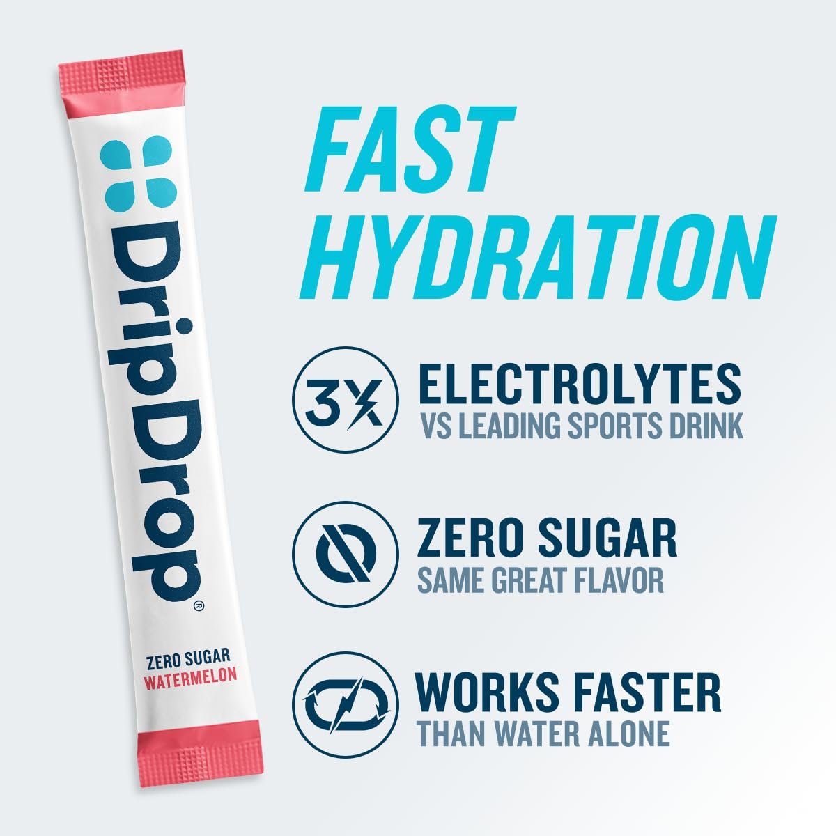 DripDrop Zuckerfreie Hydration Beutel – Zero Classic Variety Pack – Einzelportions-Elektrolytpulver-Mischgetränk – Zitrone-Limette, Wassermelone, Pfirsich, Passionsfrucht – Nicht-GMO, Glutenfrei, Vegan – 16 Sticks