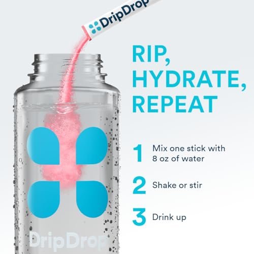 DripDrop Zuckerfreie Hydration Beutel – Zero Classic Variety Pack – Einzelportions-Elektrolytpulver-Mischgetränk – Zitrone-Limette, Wassermelone, Pfirsich, Passionsfrucht – Nicht-GMO, Glutenfrei, Vegan – 16 Sticks