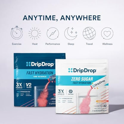 DripDrop Zuckerfrei Hydration Packets - Zero Citrus Variety Pack - Elektrolyt-Pulver für Getränke - Cherry Limeade, Citrus, Orange, Strawberry Lemonade - Non-GMO, Glutenfrei - 16 Portionen