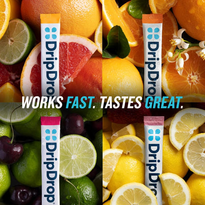 DripDrop Zuckerfrei Hydration Packets - Zero Citrus Variety Pack - Elektrolyt-Pulver für Getränke - Cherry Limeade, Citrus, Orange, Strawberry Lemonade - Non-GMO, Glutenfrei - 16 Portionen