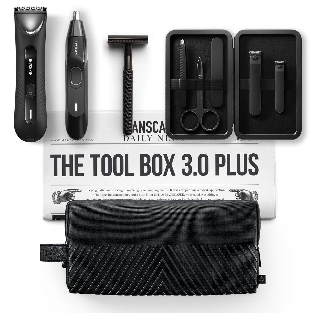 MANSCAPED® Tool Box 3.0 Plus – Komplettes Pflegeset mit Lawn Mower® 3.0 Plus, Weed Whacker® 2.0, The Plow® 2.0, The Shears 3.0 & The Shed 2.0