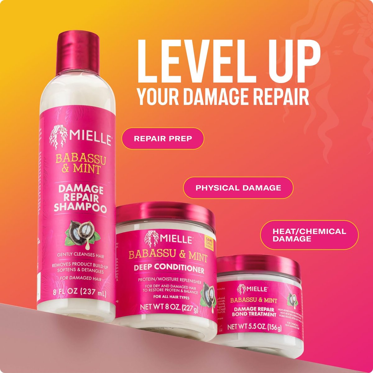 Mielle Organics Babassu & Mint Damage Repair Bond Treatment für chemisch und thermisch geschädigtes Haar, 5,5 Unzen