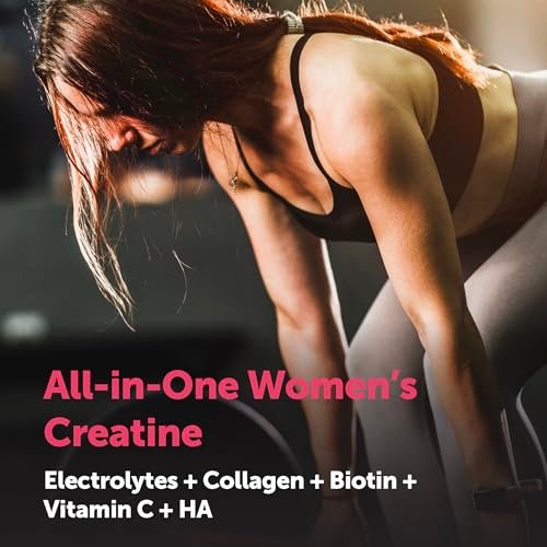 Micro Ingredients Creatin + Elektrolyte + Multi-Kollagen für Frauen | 5.000 mg mikronisiertes Creatin-Monohydrat-Pulver | Creatin-Hydrations-Mix | Zitrone-Himbeere | Zuckerfrei, Ohne Gentechnik