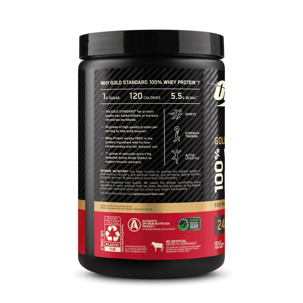Optimum Nutrition Gold Standard 100% Whey Proteinpulver, Doppelt reichhaltige Schokolade, 0,68 Pfund (1er-Pack)