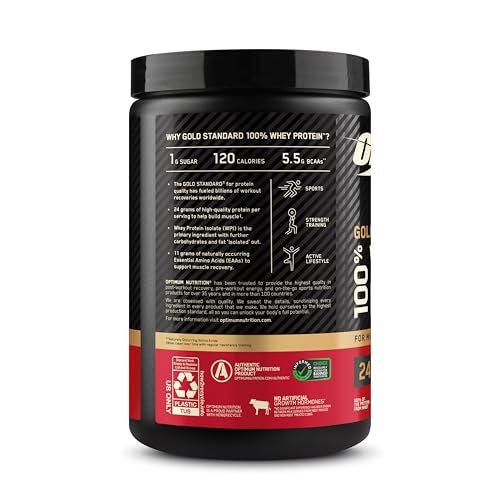 Optimum Nutrition Gold Standard 100% Whey Proteinpulver, Doppelt reichhaltige Schokolade, 0,68 Pfund (1er-Pack)