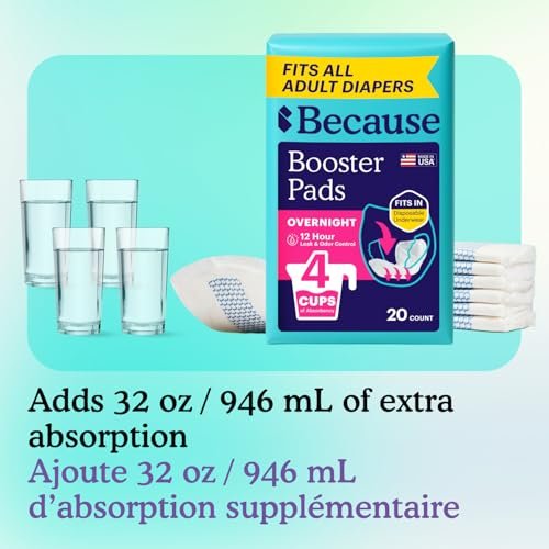 Because Overnight Booster Pads – Zusätzliche Saugfähigkeit für alle Inkontinenzslips, 22 Stück