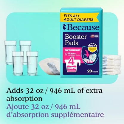 Because Overnight Booster Pads – Zusätzliche Saugfähigkeit für alle Inkontinenzslips, 22 Stück