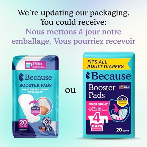 Because Overnight Booster Pads – Zusätzliche Saugfähigkeit für alle Inkontinenzslips, 22 Stück