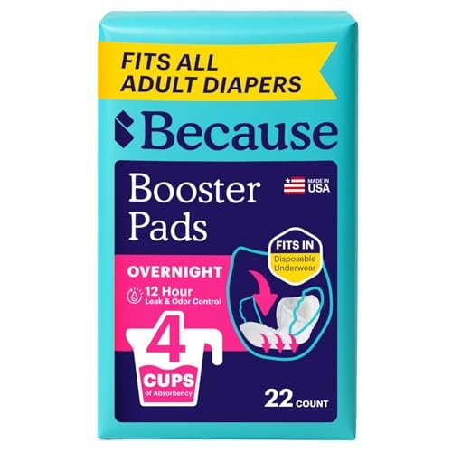 Because Overnight Booster Pads – Zusätzliche Saugfähigkeit für alle Inkontinenzslips, 22 Stück